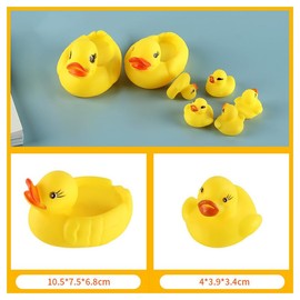 Duck-chan Water Play Soft Ducky Set of 4 Yellow Ducks Small Toys Funny, Safe, Sounds for Bath, Kids