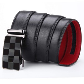 XsFireCow Men’s Belt, Fashionable, Long Belt, 51.2 inches (130 cm), Automatic Lock, Without Holes, Size Adjustable, Genuine Leather, Gentlemen’s Belt, Long, Business Use, Suits, Work, Gift Box Included -