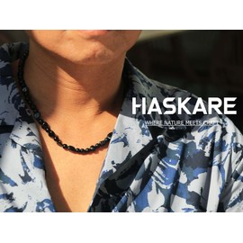 Natural Stone Beaded Necklaces for Men - HASKARE Genuine Black Tourmaline Obsidian Protection Necklace, Unique Beads Necklace Healing Crystal Mens Choker Necklace Ideal Gift for Father's Day Christmas