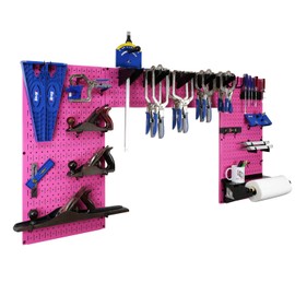 Wall Control Woodworking Tool Storage Organization Kit - Lazy Guy DIY Edition Wood Working Tool Supply Organizer for Do-It-Yourself Woodworkers and Makers (Pink Pegboard)