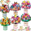 shynek 6 Pack Paper Flower Pop Up Cards, Flower Bouquet