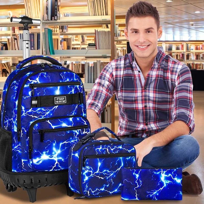 Rolling Backpack for Womens and Mens, Adults Wheeled Bookbag with
