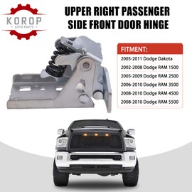 Upper Left Driver Side Front Door Hinge Fits for 2002-2008 Dodge RAM 1500, 2005-2009 RAM 2500, 2006-2010 RAM 3500, 2008-2010 RAM 4500 5500, 2005-2011 Dodge Dakota, Replaces# 55275631AB