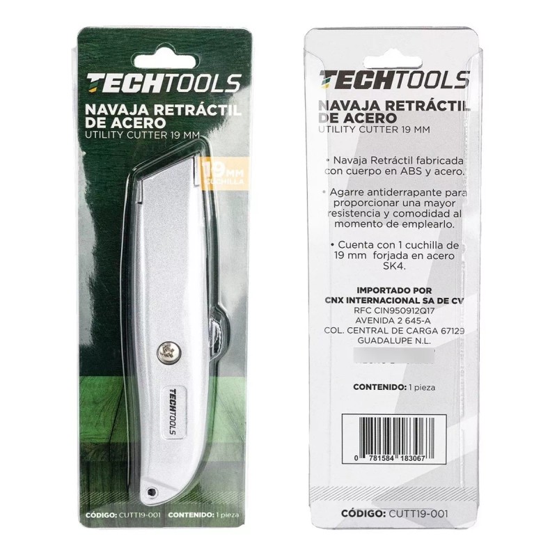 CNX Cutter Navaja Retráctil De Acero Con Cuchilla De 19