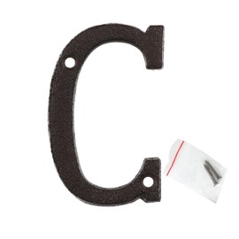 3 Inch House Letter, Address Letter for House, Metal Letters for Outdoor Signs, Cast Iron Metal Letter, Vintage Solid Metal Mailbox Number, Black Home Letter C (Matching Screws Included)