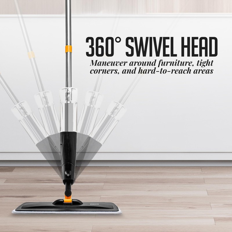 OVENTE Microfiber Spray Mop for Floor Cleaning with Refillable Bottle,