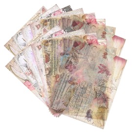 NUOBESTY 16pcs Retro Handbook Stickers Rice Paper for Decoupage DIY Material Paper Collection Material Paper Scrapbook Pad Backing Paper Patterned Paper Pads DIY Planner Paper Card Vintage