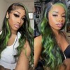 QD-Tizer Green Highlights Lace Front Wigs 13x4 Glueless Body Wave