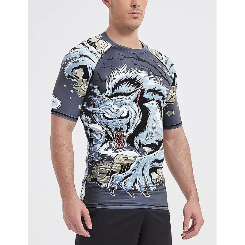 LAFROI CLY08D Men's Short-Sleeved Compression Shirt UPF 50+ Rash Guard,