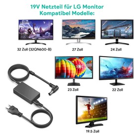 TUV GS HKY 19V 65W Power Supply Charger Cable for LG Monitor E1942C-BN PSAB-L101A ADS-40FSG-19 LCAP16A-E 100TO240VAC 47TO63HZ LG-Flatron PS224V-PN IPS225P-BN IPS225V-BN IPS225V-BN IPS225V-BN