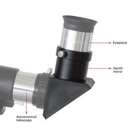 1.25 Inch Diagonal Mirror, 90 Degree Angle, Fully Coated Lens, Durable Metal & Plastic Construction, Prism Optical Zeniths Mirror for 1.25inch Telescope Eyepiece