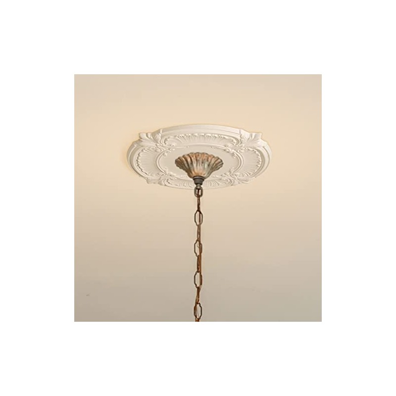 2 Pack White Home Lighting Ceiling Medallions Molded Plastic, 13"