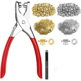 YUHOHO 1202pzs Juego de Alicates con Ojal de 6mm, 1/4 Pulgadas Alicates de Perforación, Juego de Alicates con 600 Ojales de Metal, Kit de Prensa de Mano con Ojales, Juego de Herramientas de Ojales