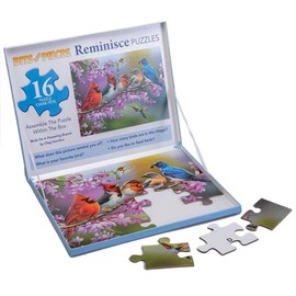 Bits and Pieces - 16 Piece Jigsaw Puzzle for Seniors 10" x 13" (25.4 cm x 33 cm) - Birds On A Flowering Branch - 16 pc Extra Large Lettered Pieces Colorful Memory Aid Dementia Jigsaw by Oleg Gavrilov
