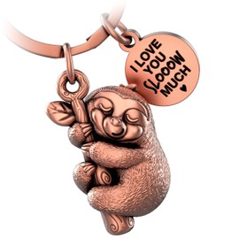 FABACH Dreamy Sloth Keyring - Cute Sloth Lucky Charm for Women - Sloth Key Ring Best Friend - Key Ring Sloth Gift for Sloth Lovers, Antique rose gold., Modern