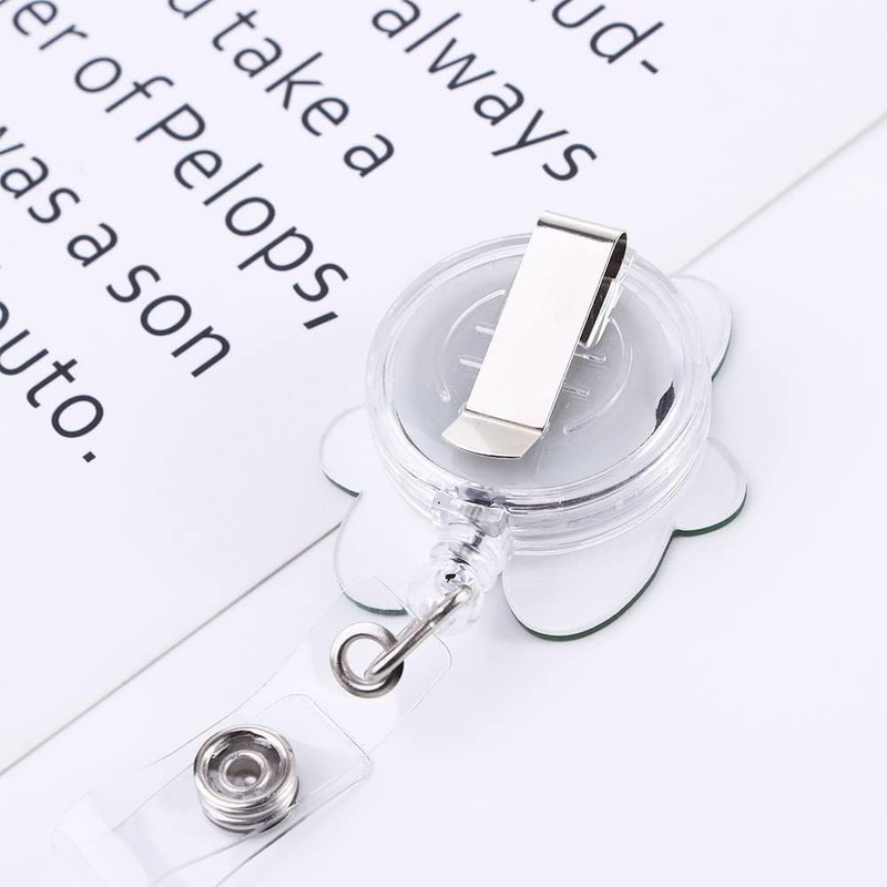 4Pcs Name Decorative Badge Reels with Clip on ID Card