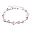Baobei Women's Heart Anklet 925 Sterling Silver Purple Pink Cubic