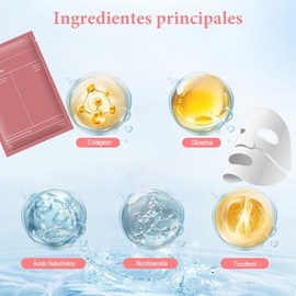 LUHI Bio Mascarilla Colageno 8pcs,mascarillas de colageno,bio mascarilla colageno,mascarilla sheet mask, profunda de biocolágeno,de noche, reduce los 