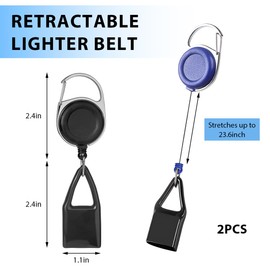 MUQIDA 2PCS Retractable Lighter Leash, Anti Lost Lighter Holder Keychain with Belt Clip, Classic Sleeve Protective Cover for Lighters, Convenient Lighters Strap for Fishing Hiking (Black)