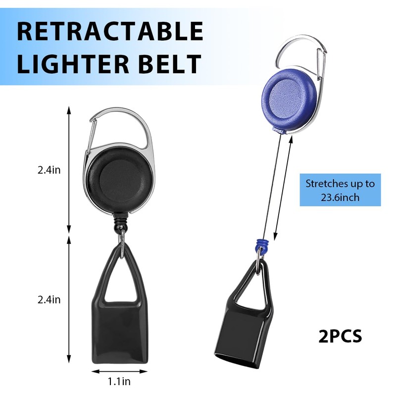 MUQIDA 2PCS Retractable Lighter Leash, Anti Lost Lighter Holder Keychain