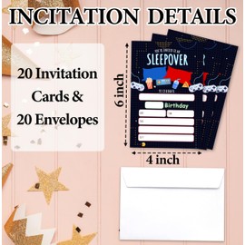 Dskly Sleepover Birthday Invitations For Boys Girls, Video Game Birthday Party Invitations For Kids Adults, Slumber Party Invitations Cards With Envelopes, Birthday Party Decorations -16