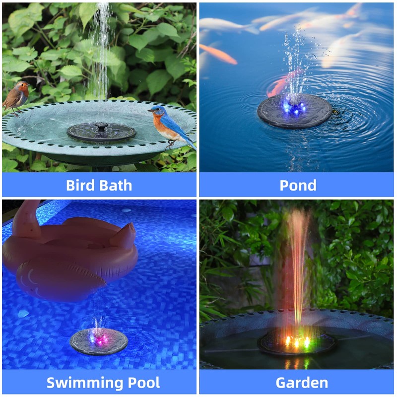 AMIAEDU Solar Fountain, Powered Water 4W Pump for Bird Bath
