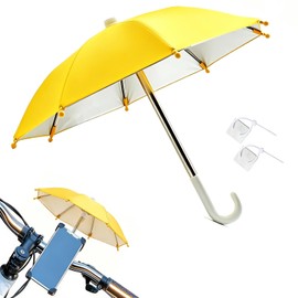 Bicycle Accessories, Mini Umbrella, Bicycle, Smartphone Holder, Umbrella, Rainproof, Light Blocking, Bicycle Decoration, Cute, Yellow, Mini Umbrella, Yellow, Sunscreen, Durable, Smartphone, Cell