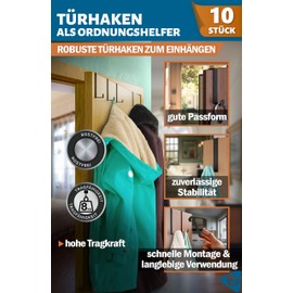 Menz Door Hooks for Hanging, Pack of 10 Clothes Hooks for Door, Compact Hooks for Hanging with High Load Capacity, Space Saving Door Coat Rack for Hanging, Flexible Door Hook Rail, Black