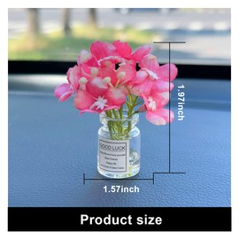 DUSCOKE 3PCS Hydrangea Flower Car Accessories, Cute Funny Glass Vase Dashboard Decorations, Mini Floral Rear View Mirror Ornaments, Bouquet Car Interior Aesthetic for Women Present (Hydrangea)