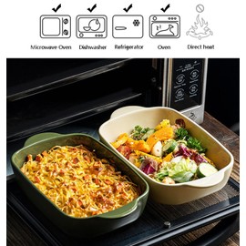 TUSIMI Ceramic Casserole Dish with Lid,33oz Covered Rectangular Baking Dish with Lid,Deep Casserole Cookware Bakeware,Oven Safe and Dishwash Safe (Brown)