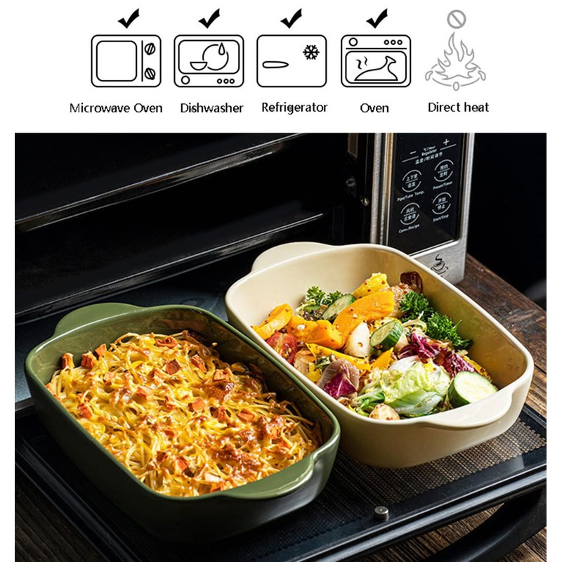 TUSIMI Ceramic Casserole Dish with Lid,33oz Covered Rectangular Baking Dish