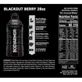 BODYARMOR Sports Drink Sports Beverage, Blackout Berry, Coconut Water Hydration, Natural Flavors With Vitamins, Potassium-Packed Electrolytes, Perfect For Athletes, 28 Fl Oz (Pack of 12)