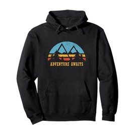Retro Sunset Hiking Adventure Awaits Outdoor Gift Pullover Hoodie