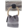 MyGift Rustic-Industrial Wall-Mounted Torched Wood & Rope Towel Ring
