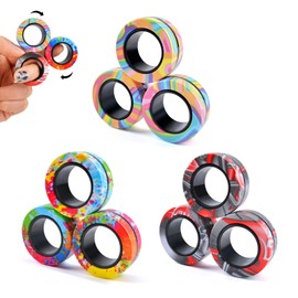 Cevioce Cevioce 9Pcs Magnetic Rings Fidget Toy Set, ADHD Anxiety Magnetic Fidget Toys Adults Fidget Spinner Rings for Relief, Gifts for 8+ Year Old Teen Boy Easter Basket Stuffers Gifts for Teens Boys Adults