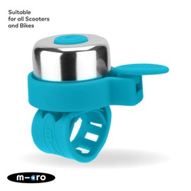 Micro Scooters | Bike/Scooter Plain Handlebar Bell | Kids Bike Accessories | Loud | Waterproof | Boys & Girls | Aqua