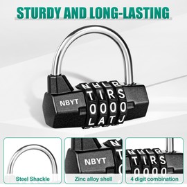 NBYT Letter Combination Padlock, Gym Changing Cabinet, School Wardrobe, Storage Cabinet, Toolbox, Word Padlock can Reset Code.