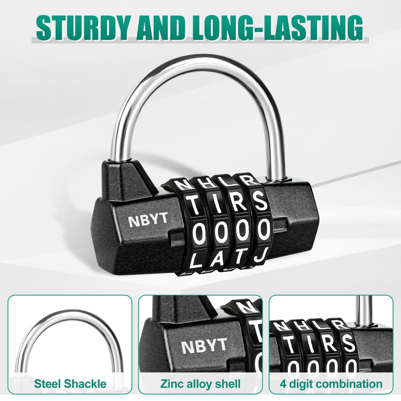 NBYT Letter Combination Padlock, Gym Changing Cabinet, School Wardrobe, Storage
