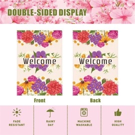 Spring Garden Flag 12x18 Inch Double Sided Seasonal Welcome Yard Outdoor Flag linen garden flag Spring Summer Floral Welcome Garden Flag Outdoor Flag Decoration