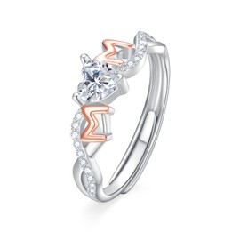 CRWENG 925 Sterling Silver Mom Rings for Women Mama Ring Mothers Day Christmas Birthday Jewelry for Mom, Sterling Silver, Cubic Zirconia