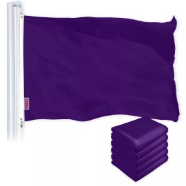 G128 5 Pack: Solid Purple Color Flag 2.5x4 Ft LiteWeave Pro Printed 150D  Poly
