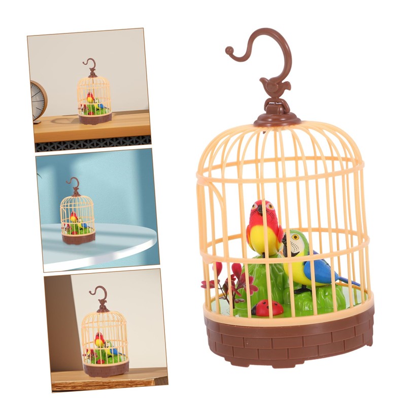 ibasenice Voice-Activated Induction Bird Cage Toy for Chirping and Fluttering