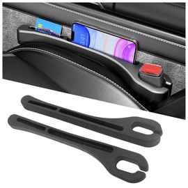 2PCS Car Seat Gap Filler Organizer,Upgrade Car Side Seat Gap Filler with Phone Holder,Multifunctional Car Seat Filler Gap Space Prevents Things Dropping for Cars,SUVs (Black)