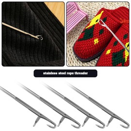 eMagTech 4PCS Sewing Loop Turner Hook Long Loop Turner Tool Needle Hook with Latch for Fabric Belts Strips Tongue Crochet Tool DIY Knitting Accessories 26.5cm