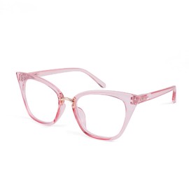 WANWAN Women Cat Eye Reading Glasses Fashion Frame Oversized Quality Readers (Transparent Pink, 1.75 x)