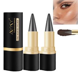 SHUOHONG Pack of 2 Matte Quick-Drying Eyeliner Waterproof, Waterproof Eyeliner Pen, Black, Quick-Drying Eyeliner Pen, for Everyday Lasting Eye Make-Up (Dark Brown)