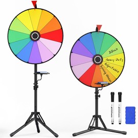 20 Inch Spinning Prize Wheel, Heavy Duty & Adjustable 47"-61" Height Spinning Wheel for Prizes, 12 Slots Prize Wheel Spinner with Stand for Carnival, Party Games, Trade Show, Spinning Game