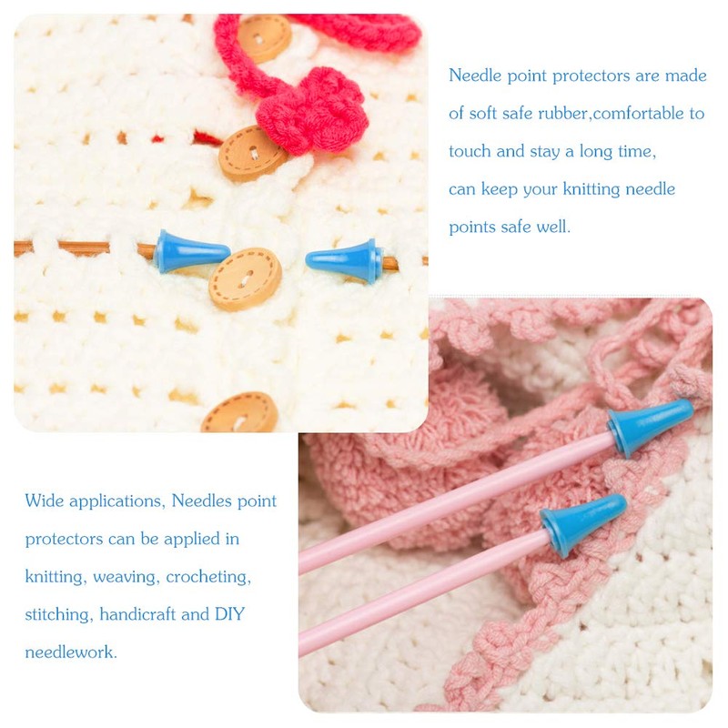 20 PCS Knitting Needles Point Protectors/Stoppers with Plastic Box, Include