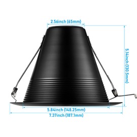 TORCHSTAR 12-Pack 6 Inch Recessed Can Light Trim, Air Tight Baffle Trim, IC-Rated Anti-Glare 6 Inch Can Light Trim, Self-Flanged Recessed Light Trim, Black