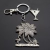 Tropical Vacation Martini Cocktail Drink Palm Tree Beach Themed Keychain